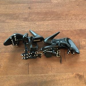 Never worn Leather studded black sandals - size 6